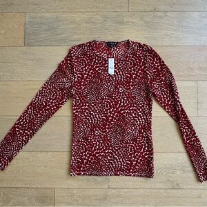 NWT J. Crew Strawberry Semi-Sheer Top - Size M